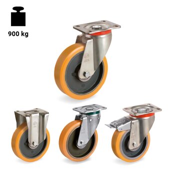 TR-64-P-PT-Ruedas con soportes para cargas pesadas y soportes con cojinetes endurecido